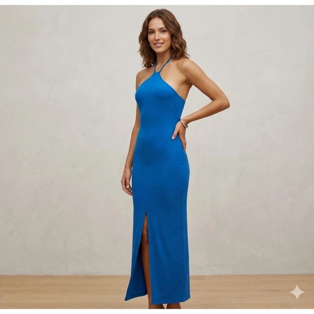 Reformation Stetson Halter Dress XL maxi jersey knit Minimal sleek column New